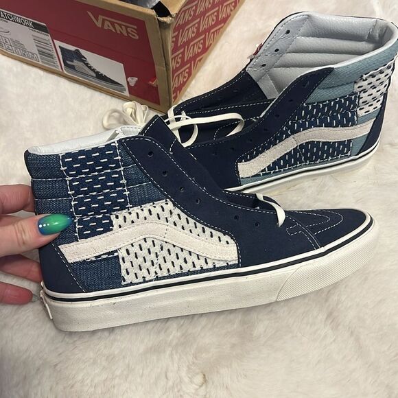 RARE Vans Sk8-Hi Denim Patchwork Sneakers - Picture 3 of 12